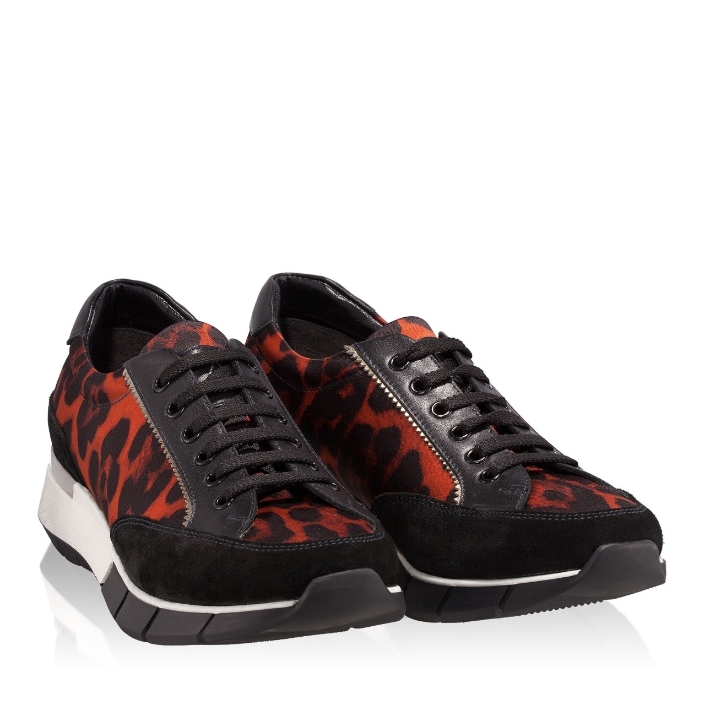 Pantofi Sport 5706 Crosta Negru+Raso Leopard