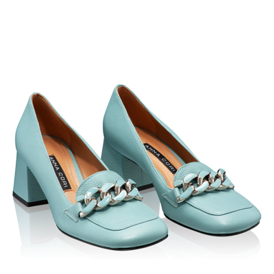 Pantofi Eleganti Dama 6103 Vitello Stamp Turquoise