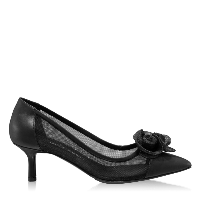 Imagine Pantofi Eleganti Dama 8081 Vitello+Rete Negru