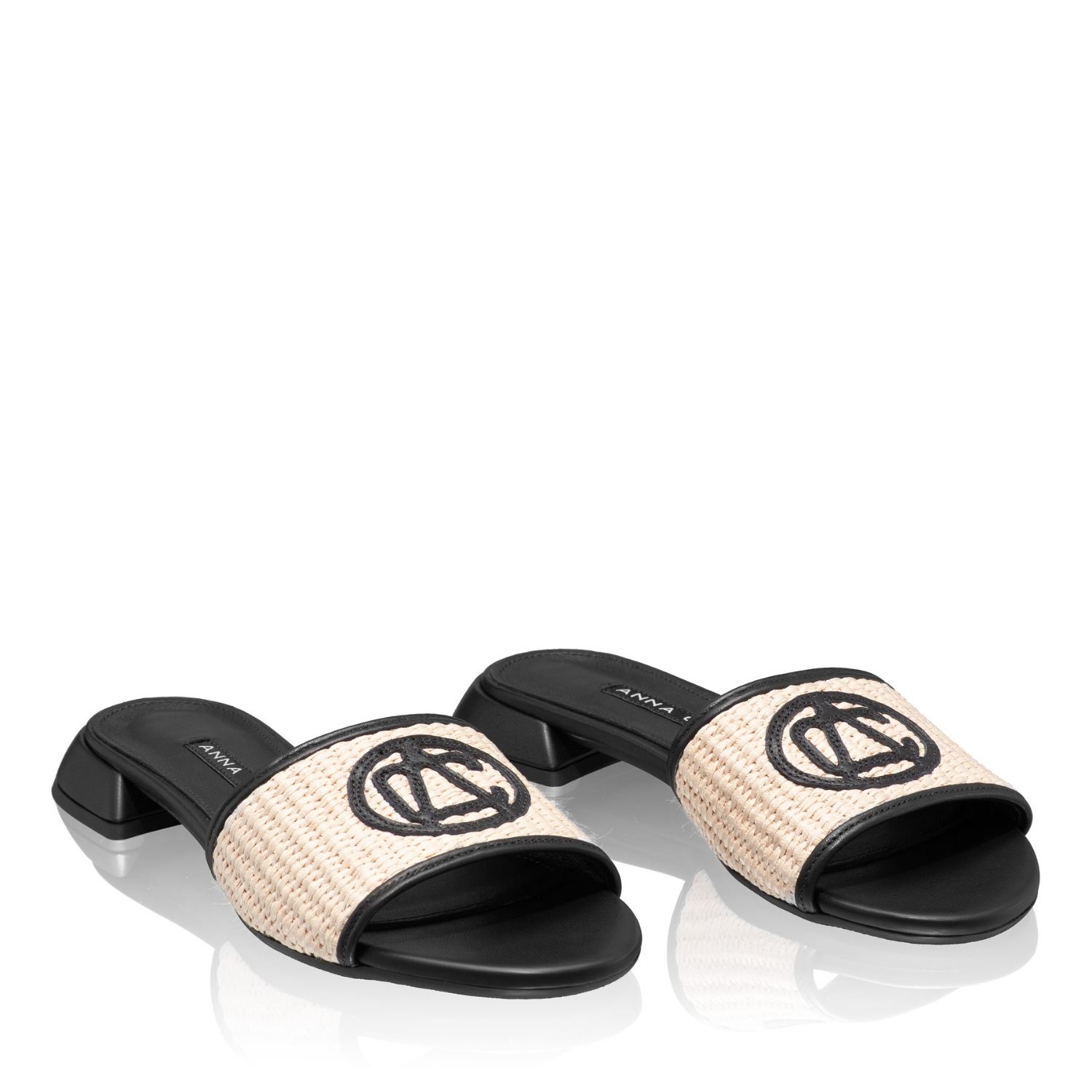 Imagine Saboti Dama 8082 Rafia Bej+Vitello Negru