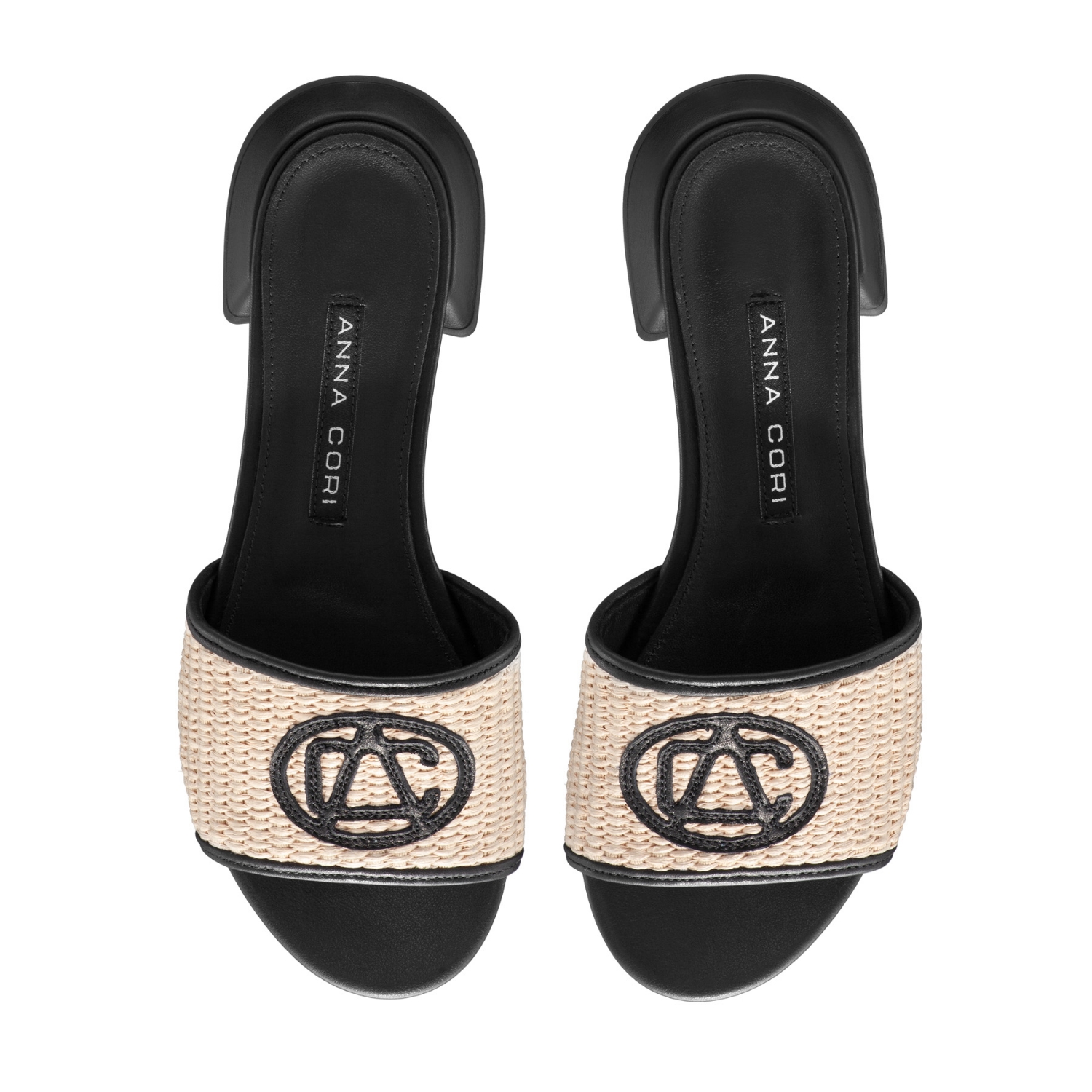 Imagine Saboti Dama 8082 Rafia Bej+Vitello Negru