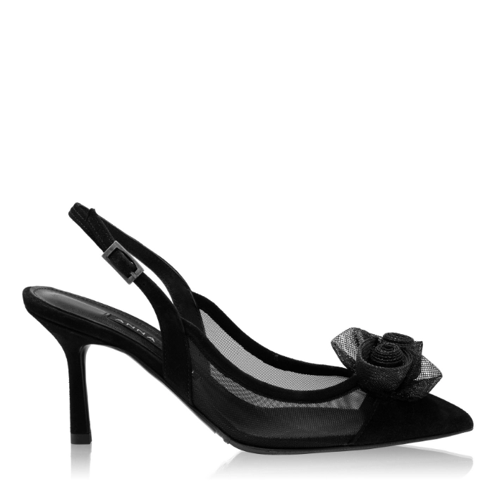 Imagine Pantofi Eleganti Dama 8086 Camoscio+Rete Negru