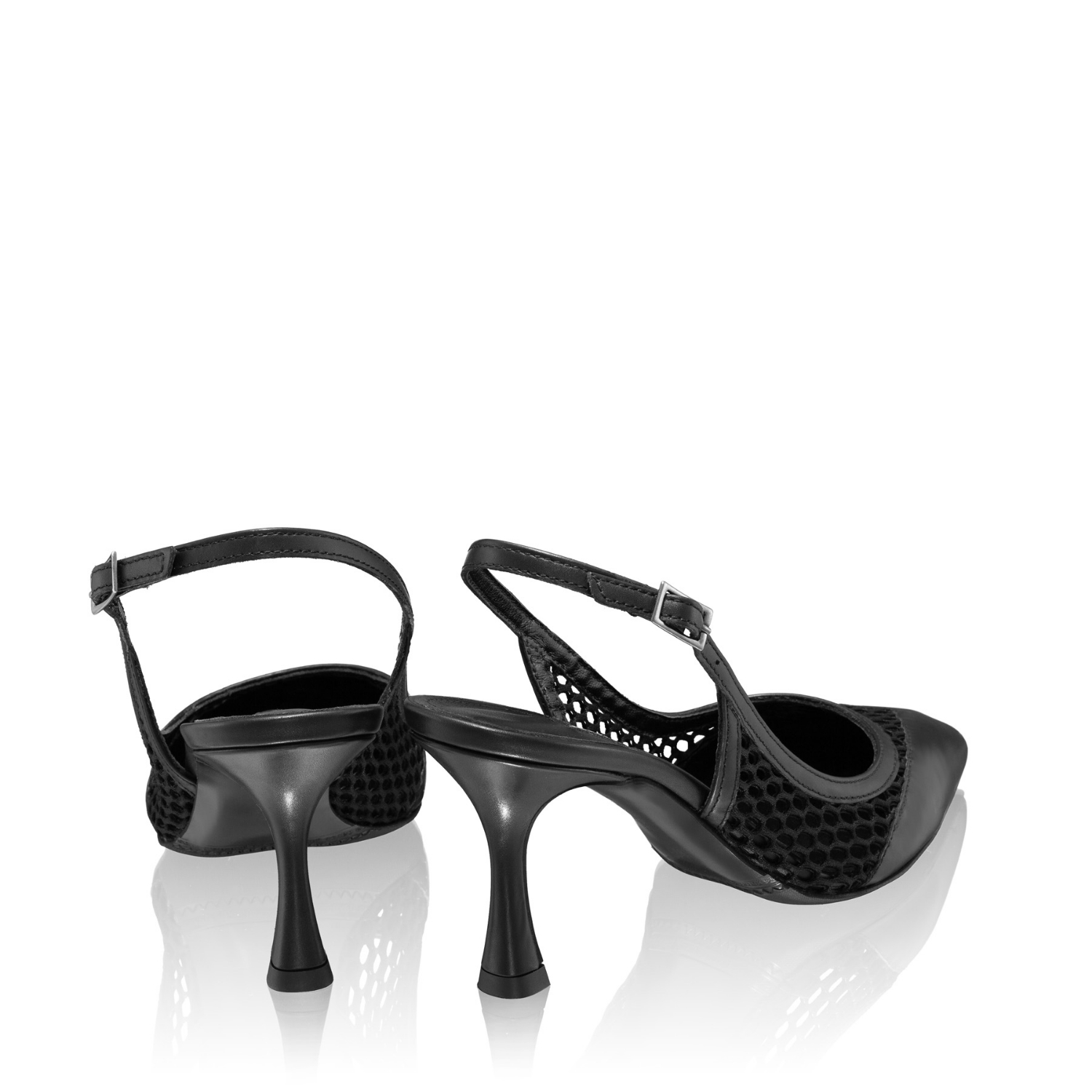 Imagine Pantofi Eleganti Decupati Dama 8095 Vitello+Rete Negru