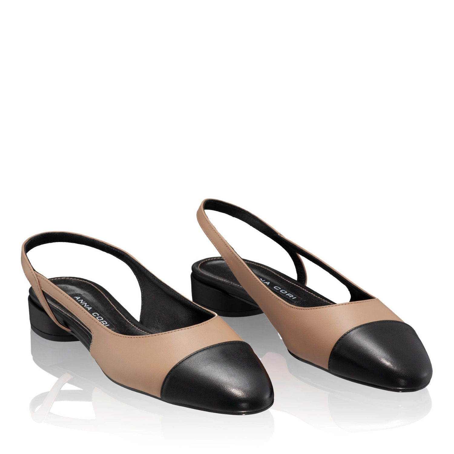 Imagine Pantofi Decupati Dama 8078 Vitello Cappuccino+Negru