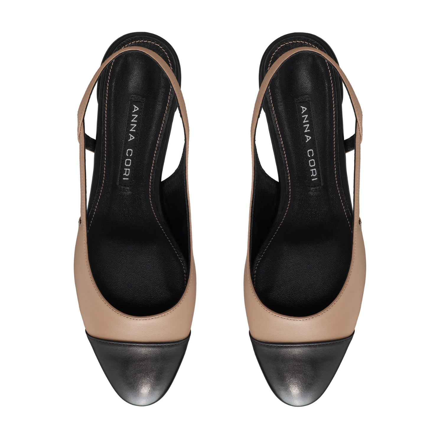 Imagine Pantofi Decupati Dama 8078 Vitello Cappuccino+Negru