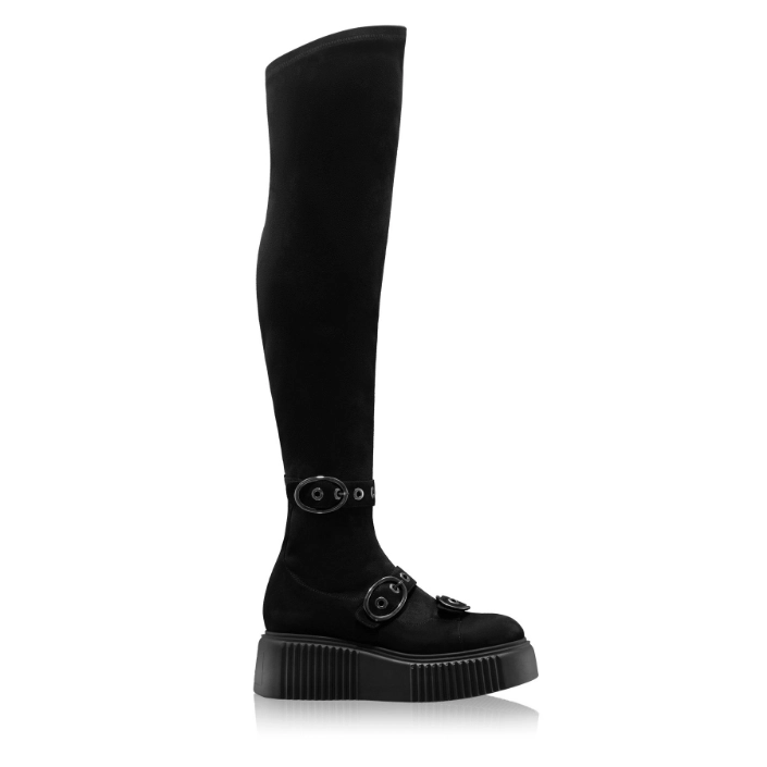 Picture of Women Suede Boots 8177 Camoscio+Stretch Black
