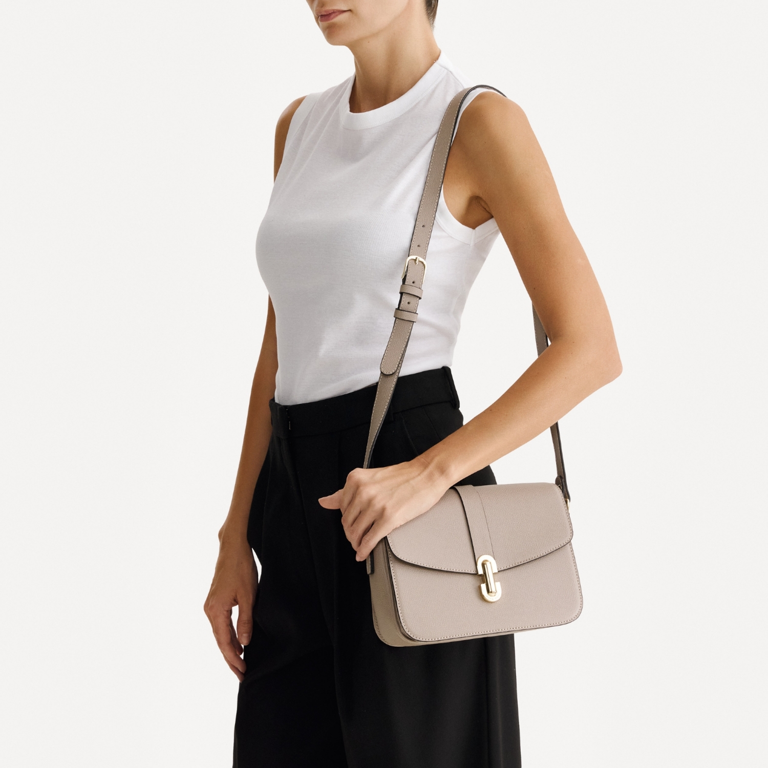 Picture of Women Leather Hand Bag ANERA 01 VIT STAMP TAUPE