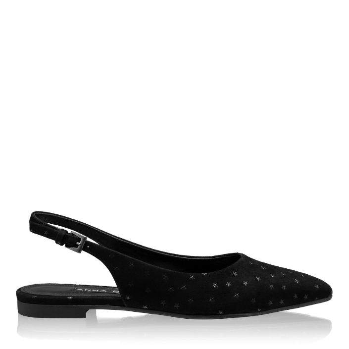 Imagine Balerini Dama 8027 Camoscio Negru Stamp Stea