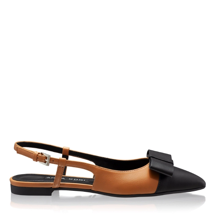 Arată detalii pentru Balerini Dama 8384 Vitello Camel+Negru Imagine Balerini Dama 8384 Vitello Camel+Negru