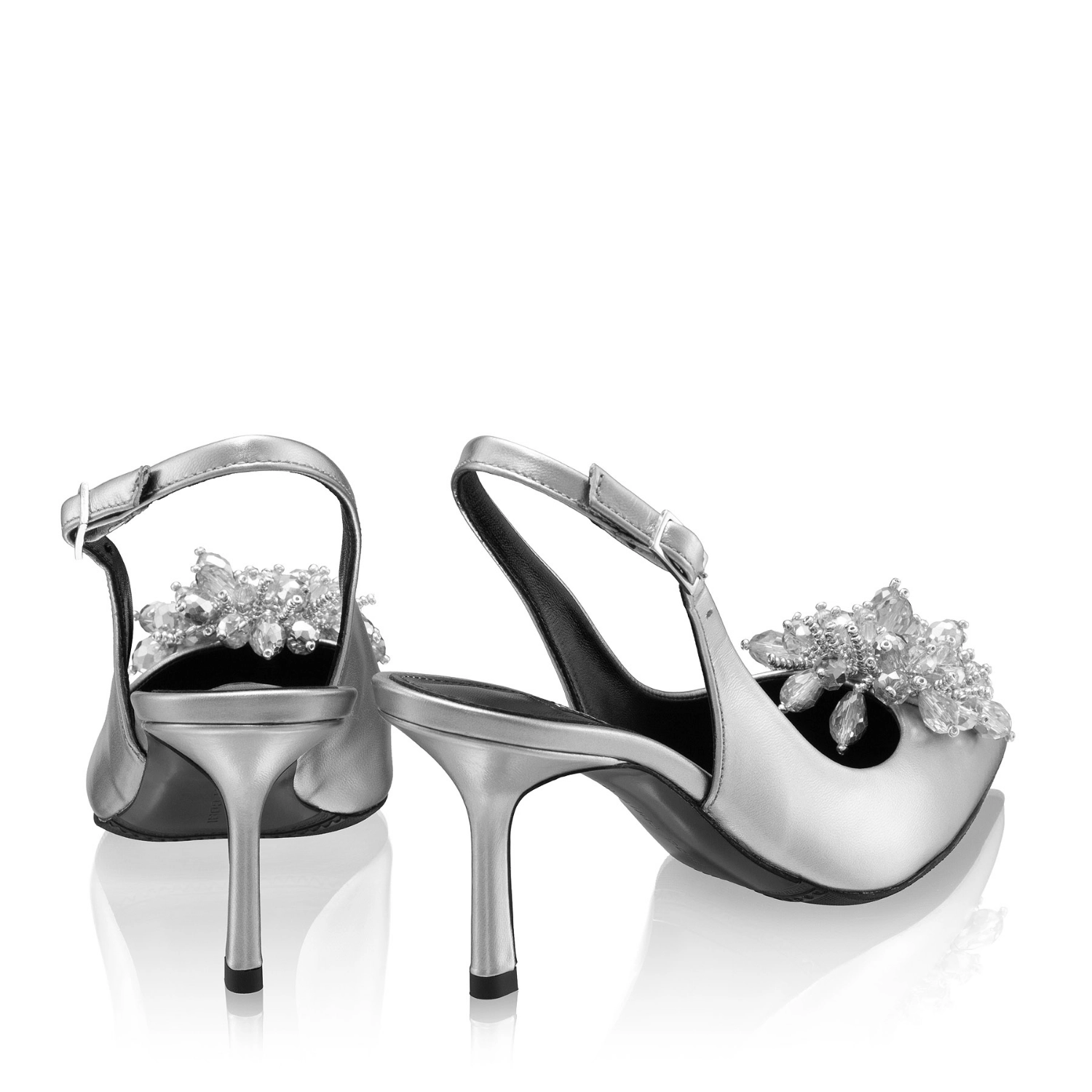 Picture of Mid-heel Slingback Pumps 8435 Laminato Argento