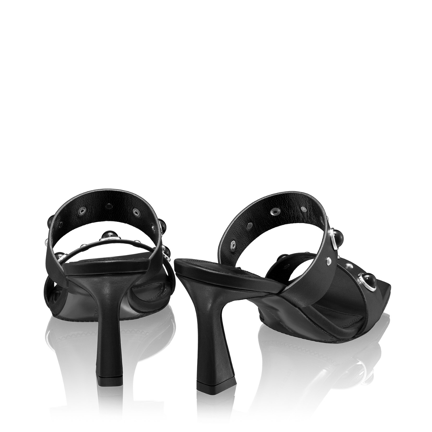 Picture of Women Leather Mules 8466 Vitello Black