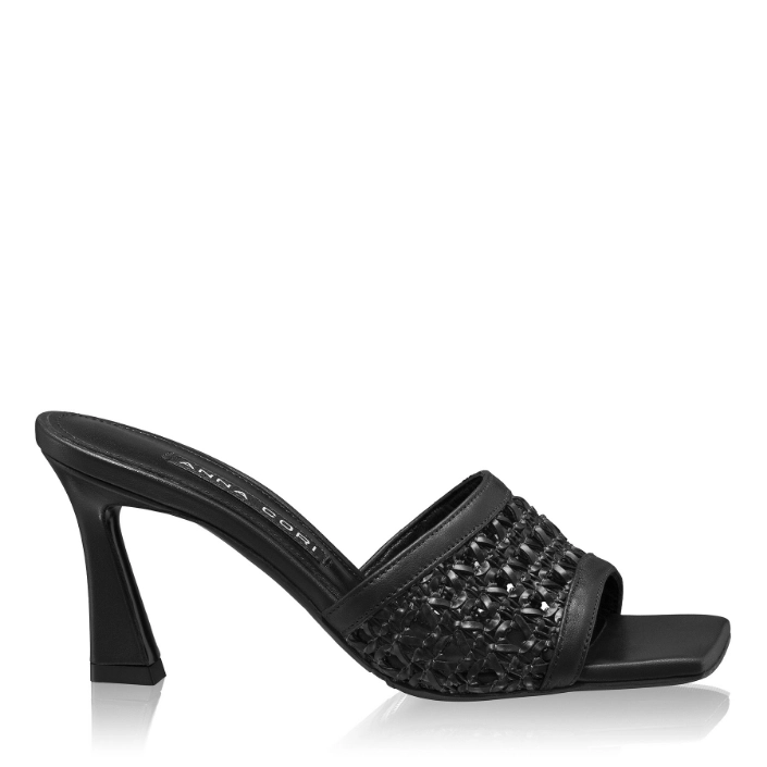 Picture of Women Leather Mules 8057 Vitello+Intreccio Black