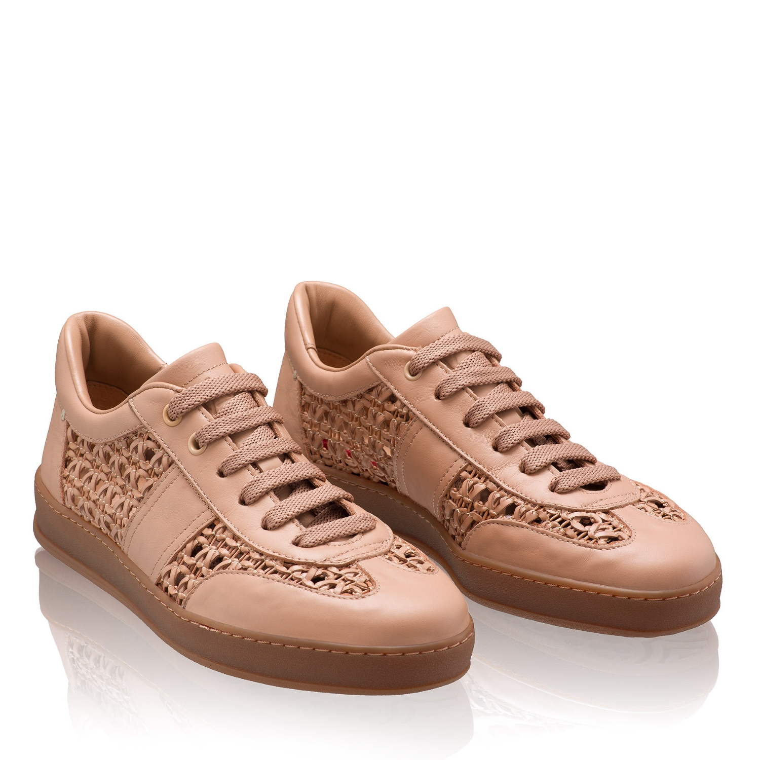 Picture of Women leather sport shoes 8385 Vitello+Intreccio Poudre