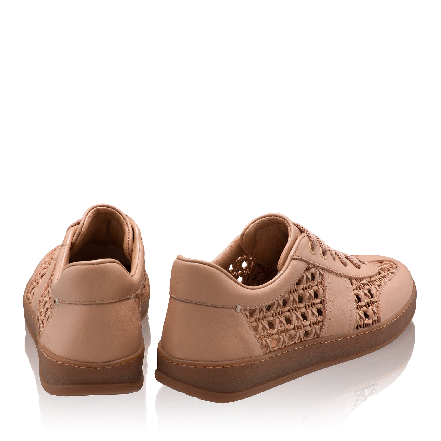 Picture of Women leather sport shoes 8385 Vitello+Intreccio Poudre