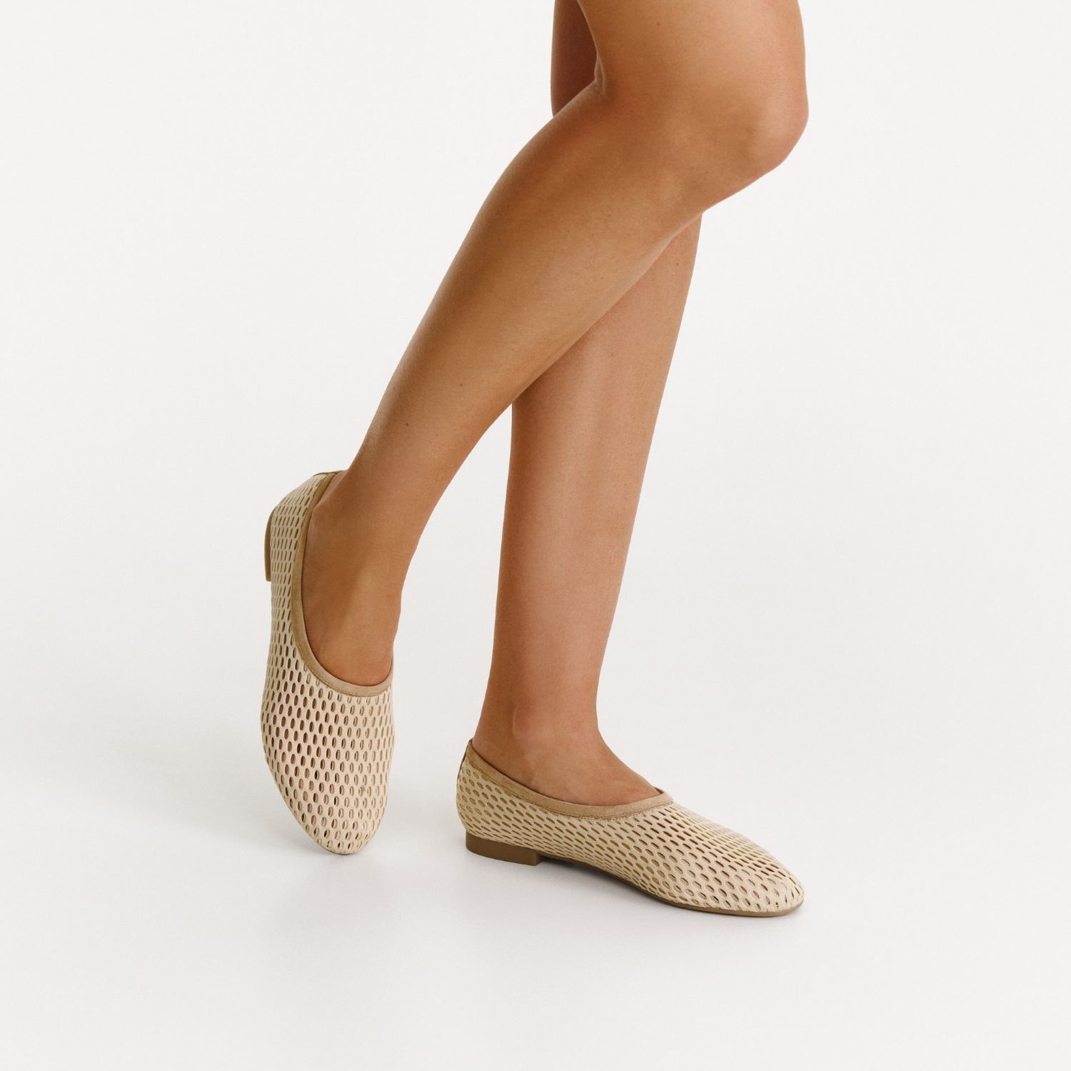 Picture of Women's Ballerinas 8442 Suede+Mesh Beige