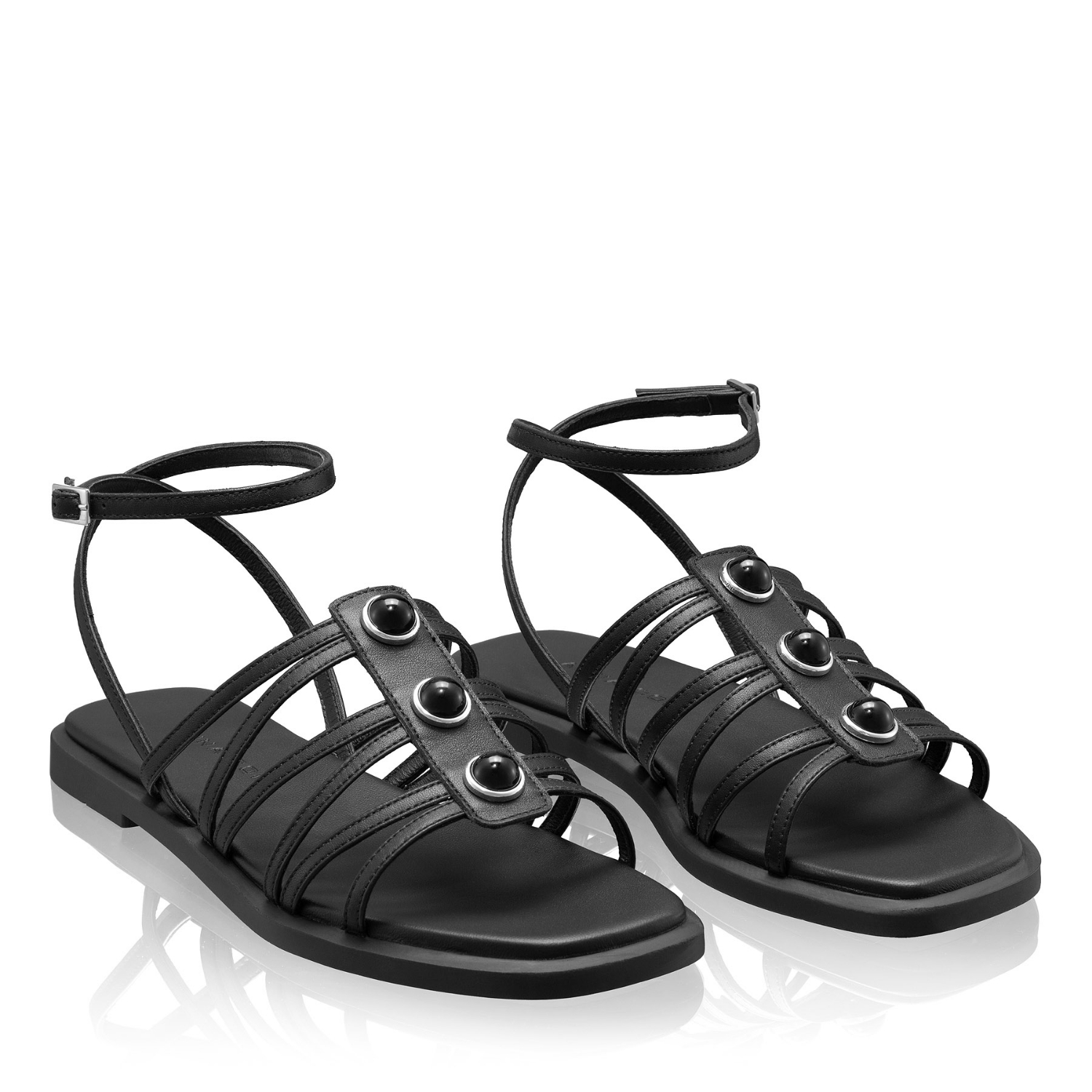 Picture of Women Leather Sandals 8365 Vitello Black