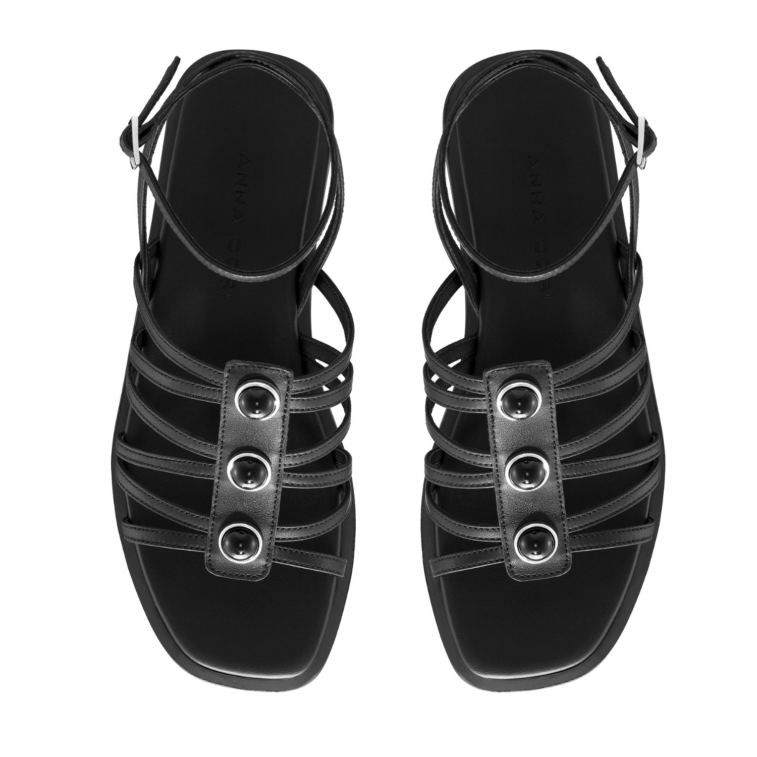 Picture of Women Leather Sandals 8365 Vitello Black