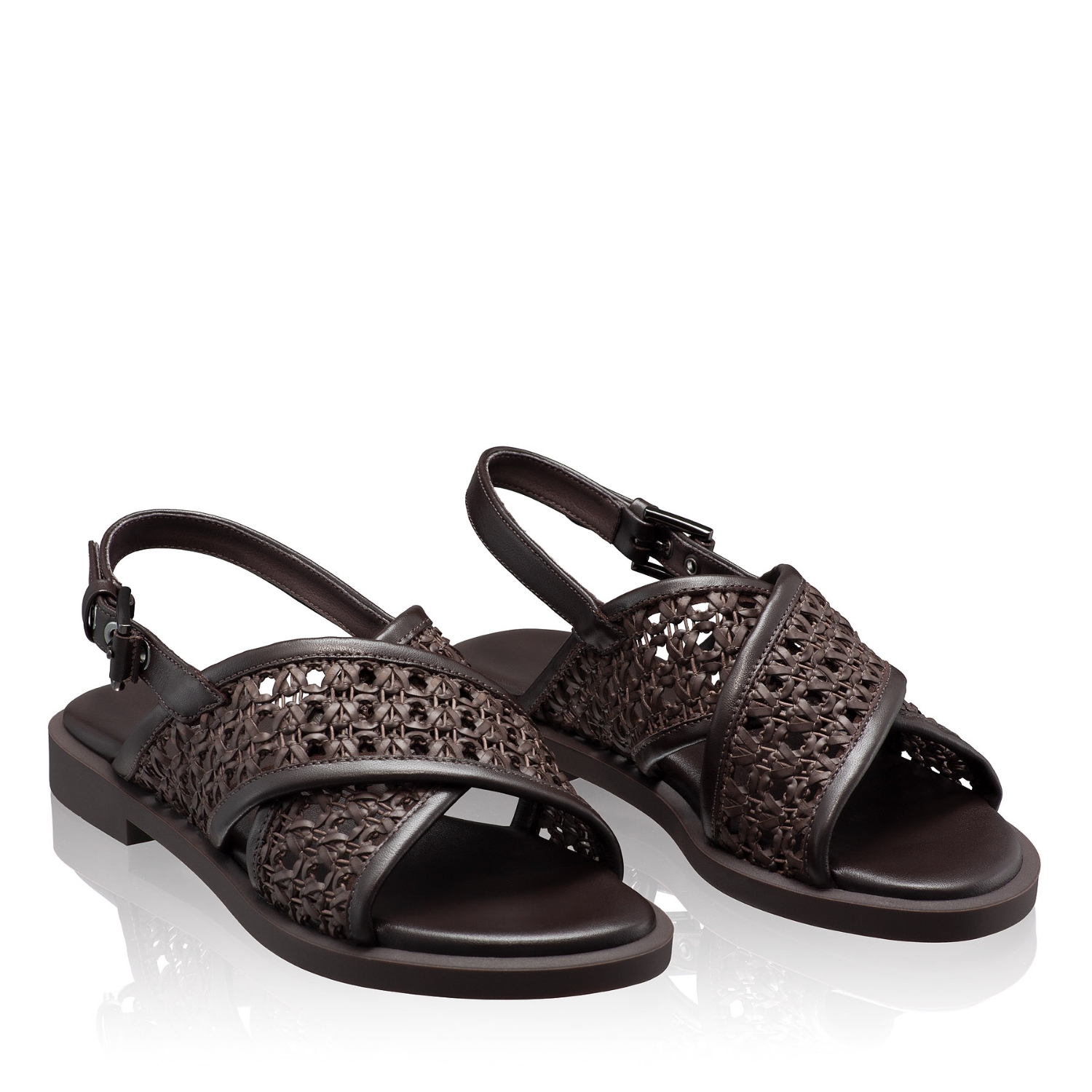 Picture of Women Leather Sandals 8380 Vitello+Intreccio T.Moro