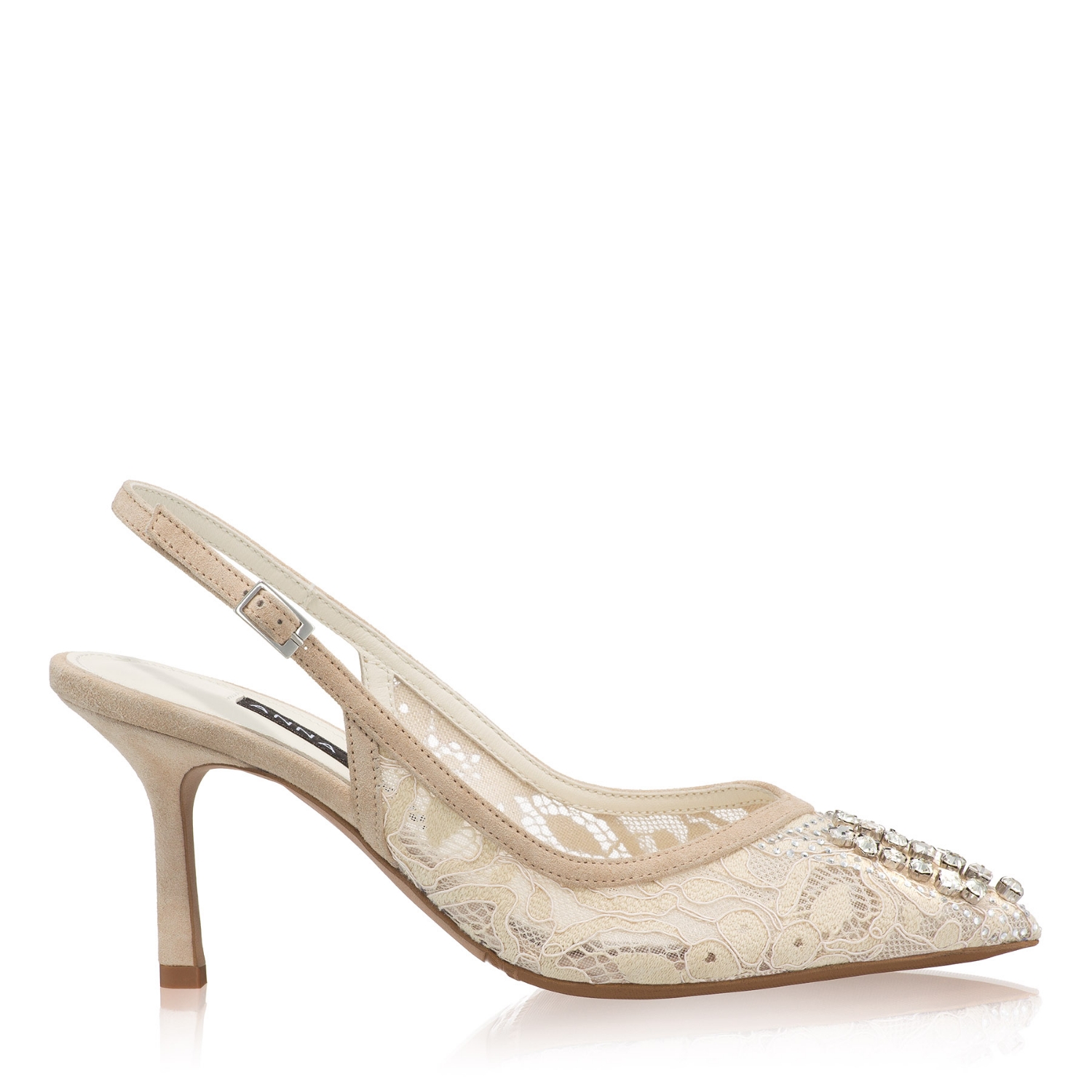 Picture of Mid-heel Slingback Pumps 8506 Camoscio+Rete Beige