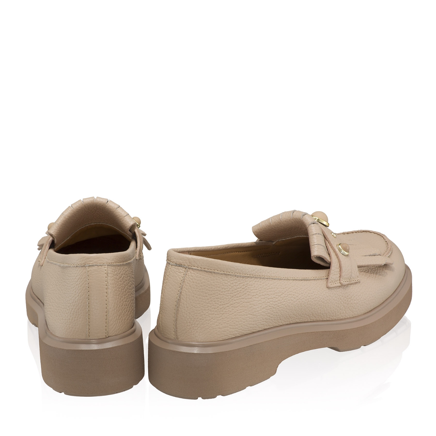 pantofi casual de dama fara siret cu ciucuri Bottalato Bej