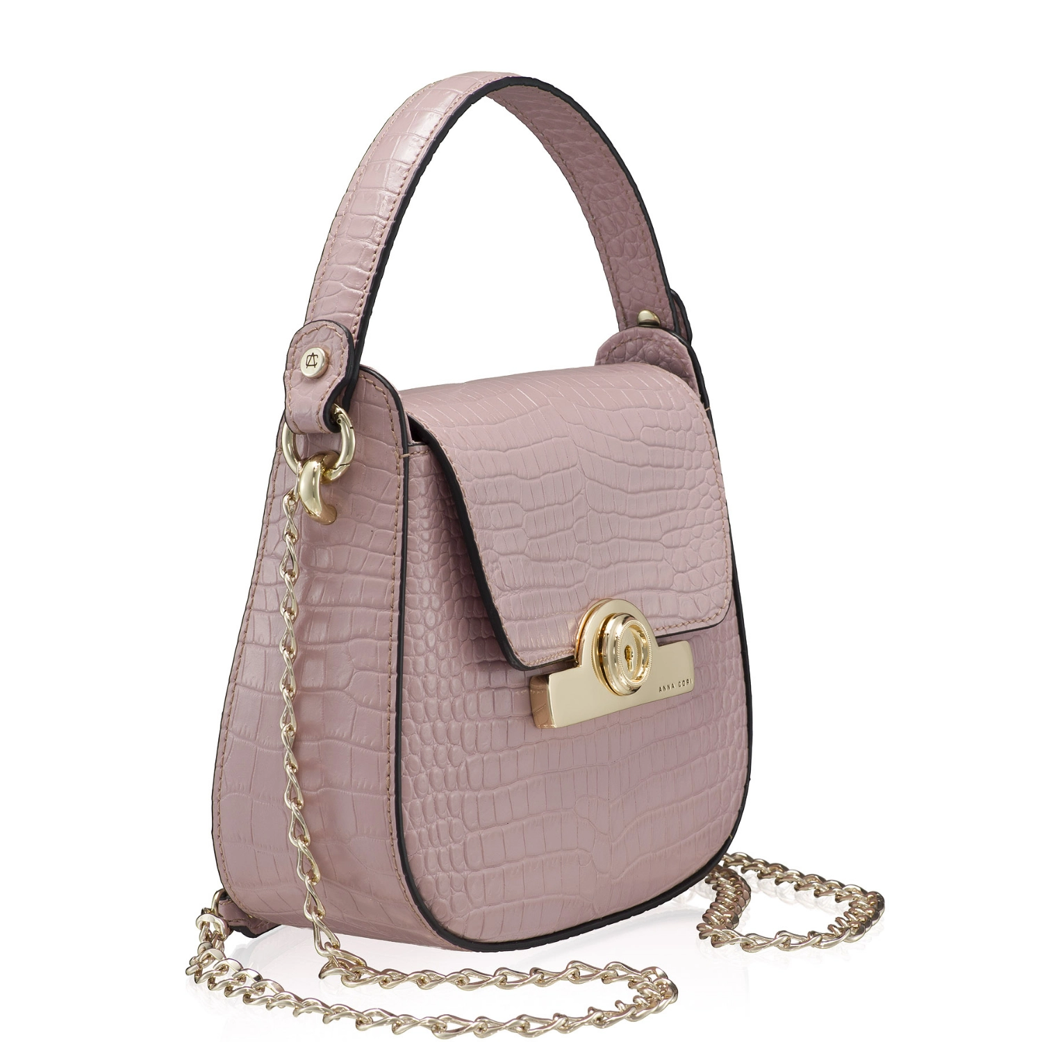 Picture of Women Leather Handbag DANYA CROCO PINK