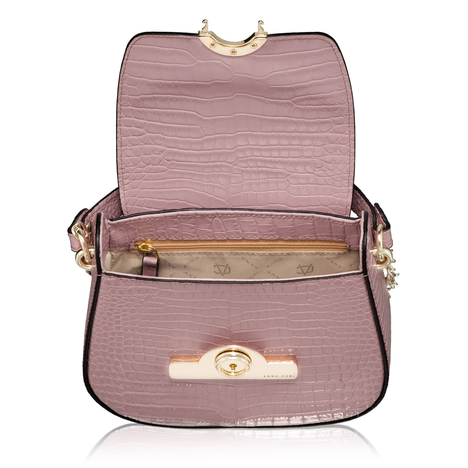 Picture of Women Leather Handbag DANYA CROCO PINK
